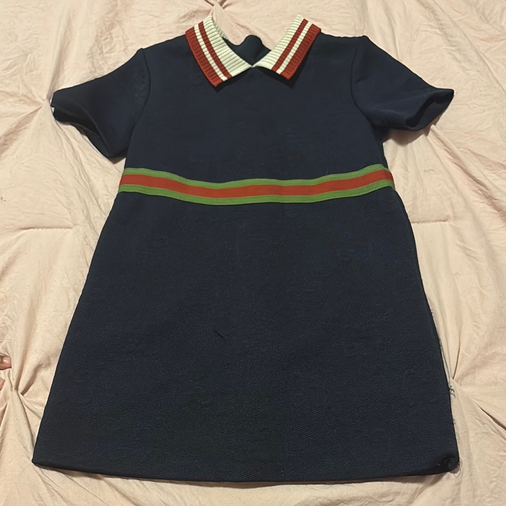 Navy Blue Kids Shirt with Striped Collar